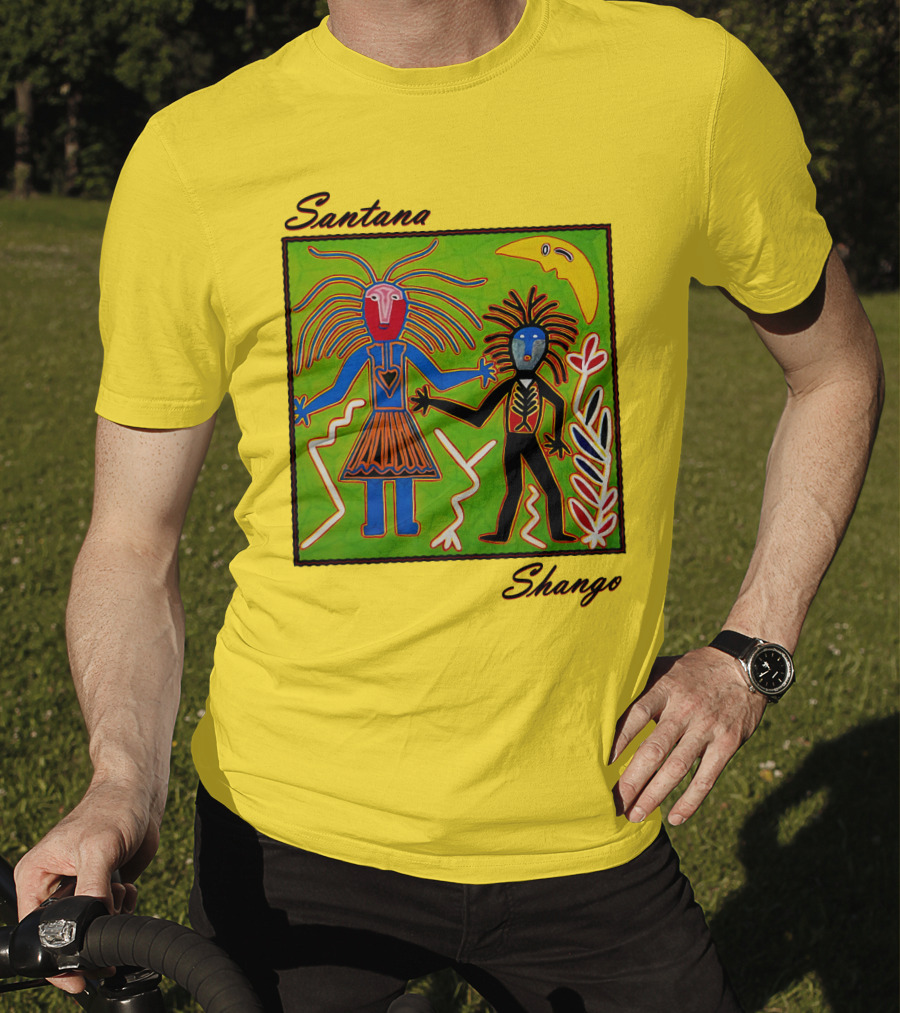 Santana Shango Colorful Tribal Art With Moon And Figures T-Shirt