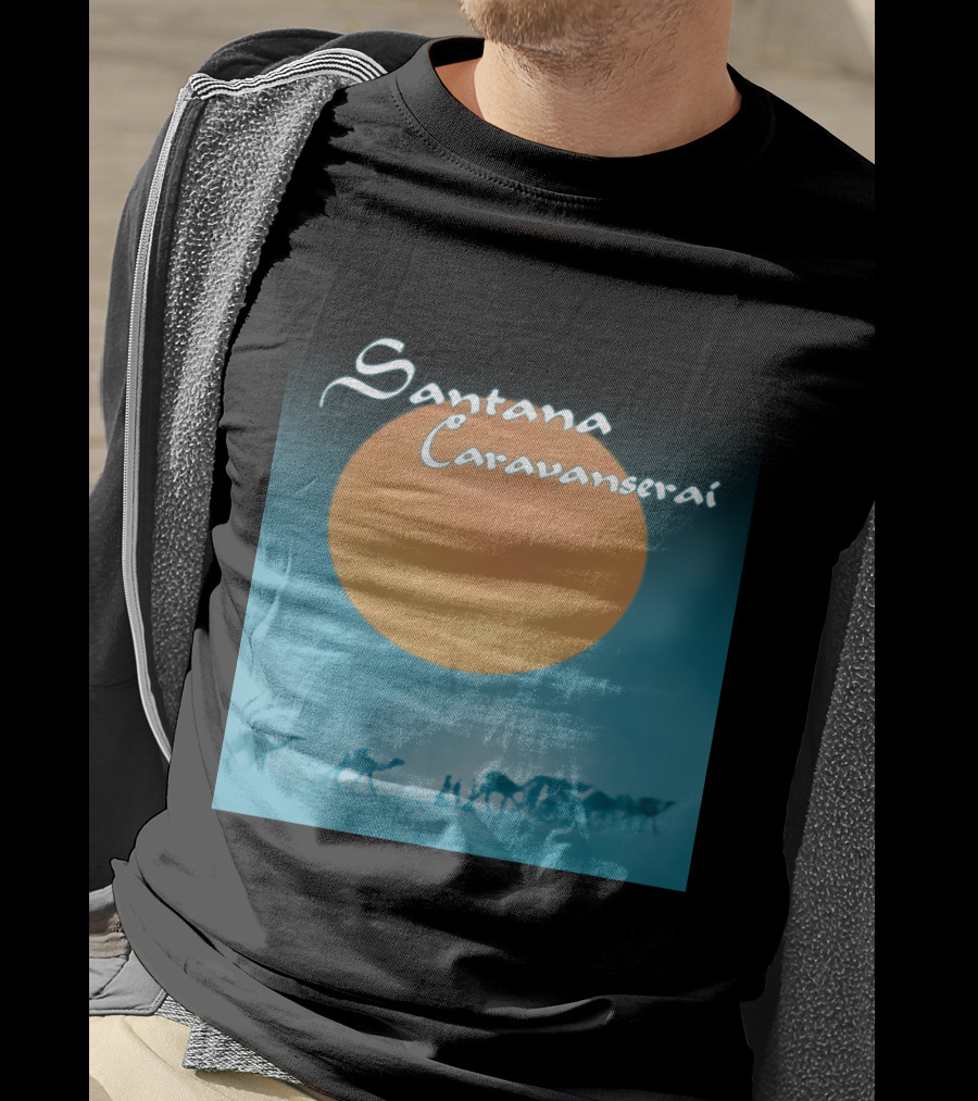 Santana Caravanserai Desert Caravan Under Orange Moon T-Shirt