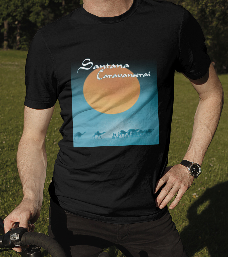 Santana Caravanserai Desert Caravan Under Orange Moon T-Shirt