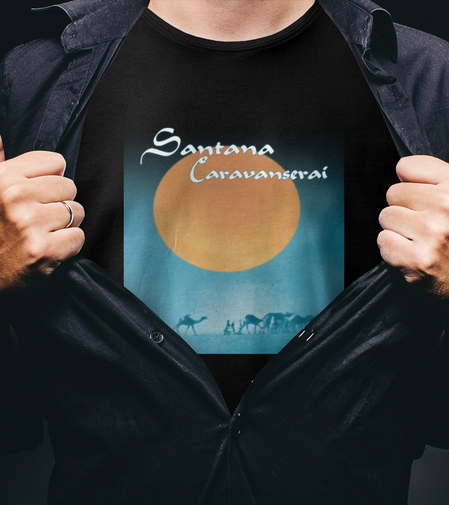 Santana Caravanserai Desert Caravan Under Orange Moon T-Shirt