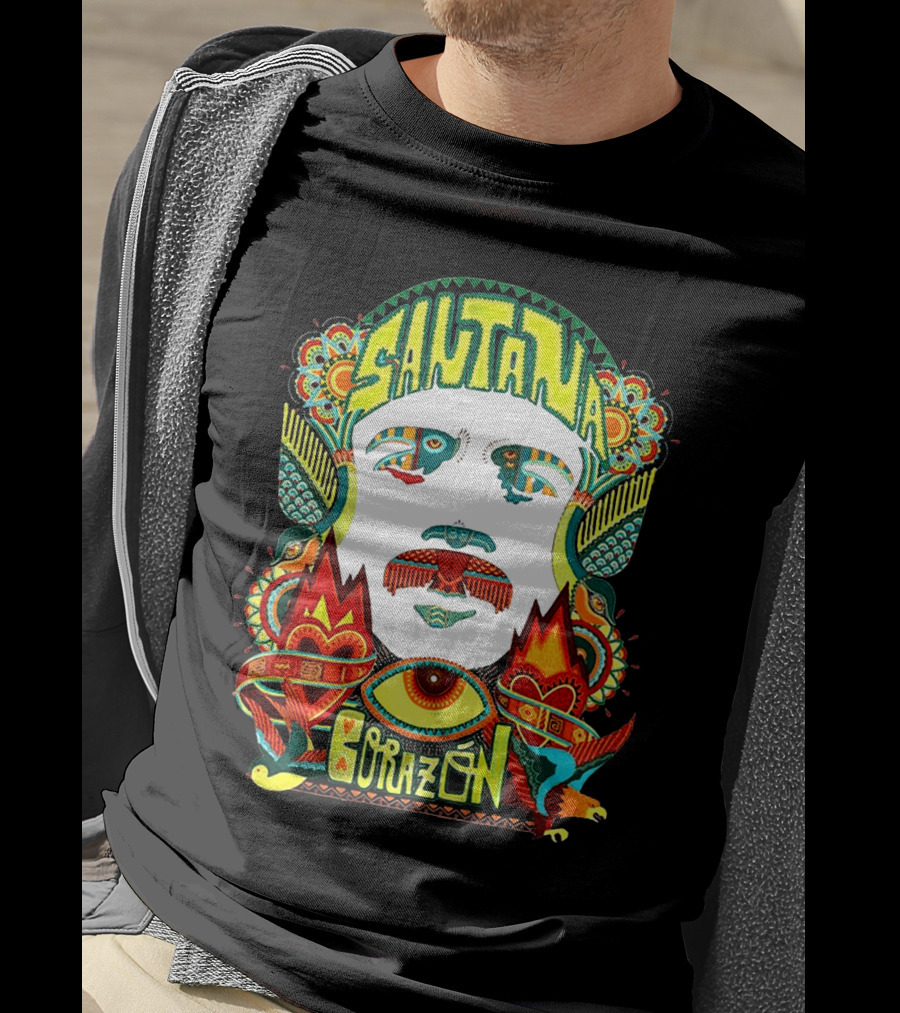 Santana Corazón Psychedelic Art Face T-Shirt