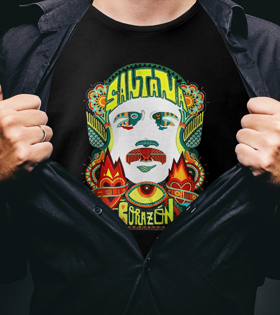 Santana Corazón Psychedelic Art Face T-Shirt