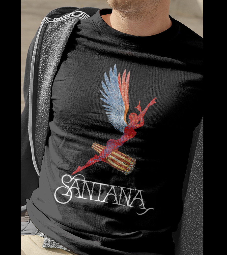 Santana Angel With Winged Figure On Drum T-Shirt