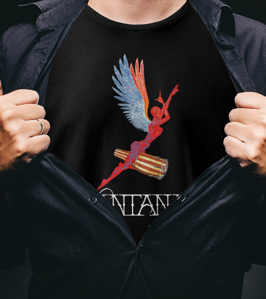 Santana Angel With Winged Figure On Drum T-Shirt