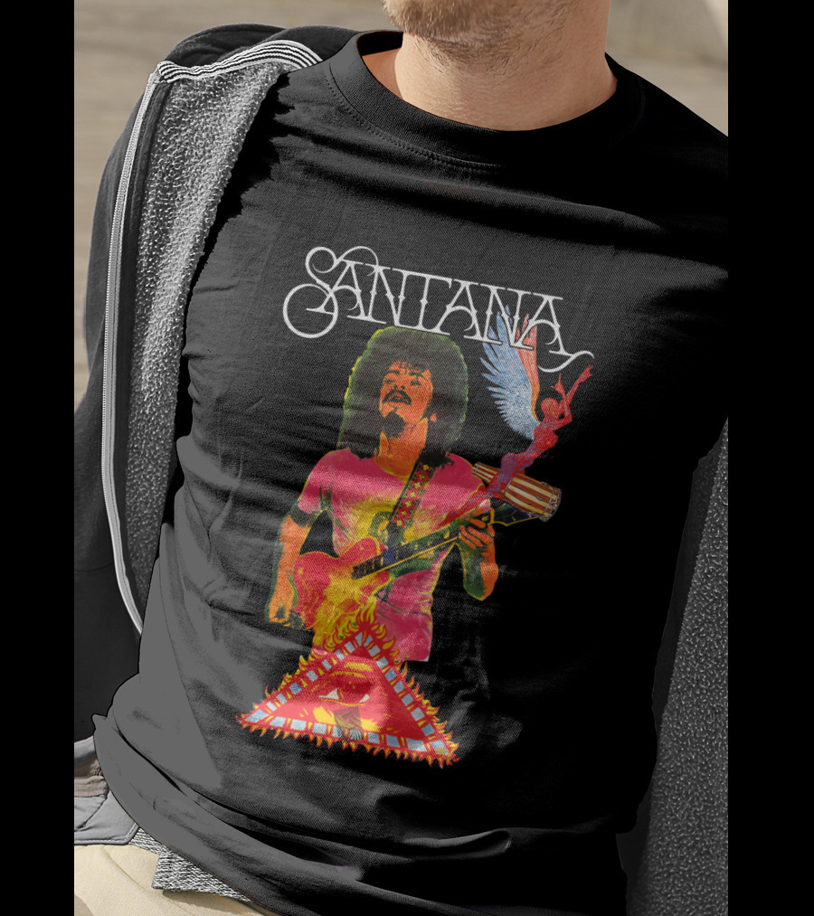 Santana Guitar Art With Angel And Pyramid T-Shirt
