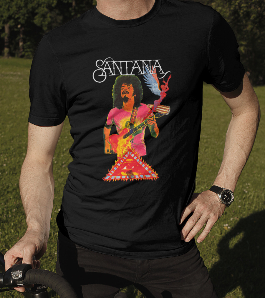 Santana Guitar Art With Angel And Pyramid T-Shirt