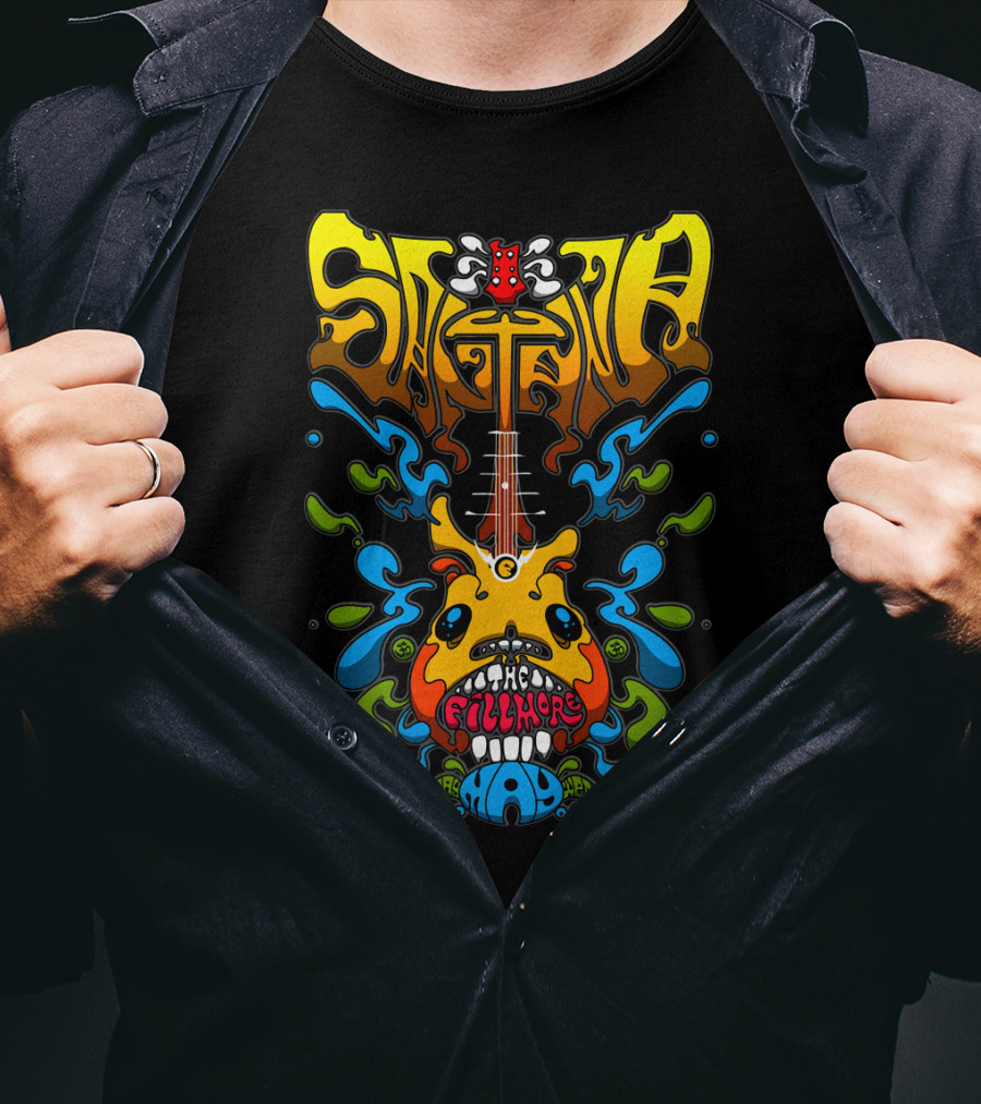 Santana The Fillmore 1968 Psychedelic Guitar Art T-Shirt
