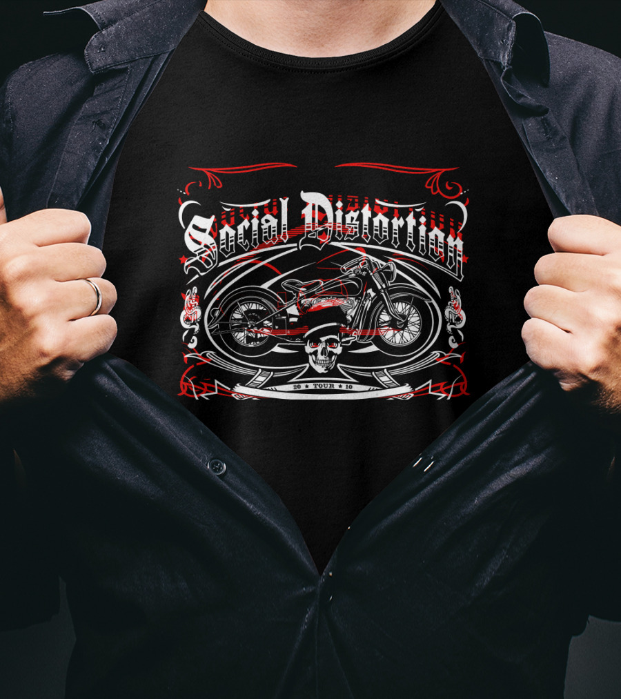 Social Distortion 2010 Tour Motorcycle Skull T-Shirt