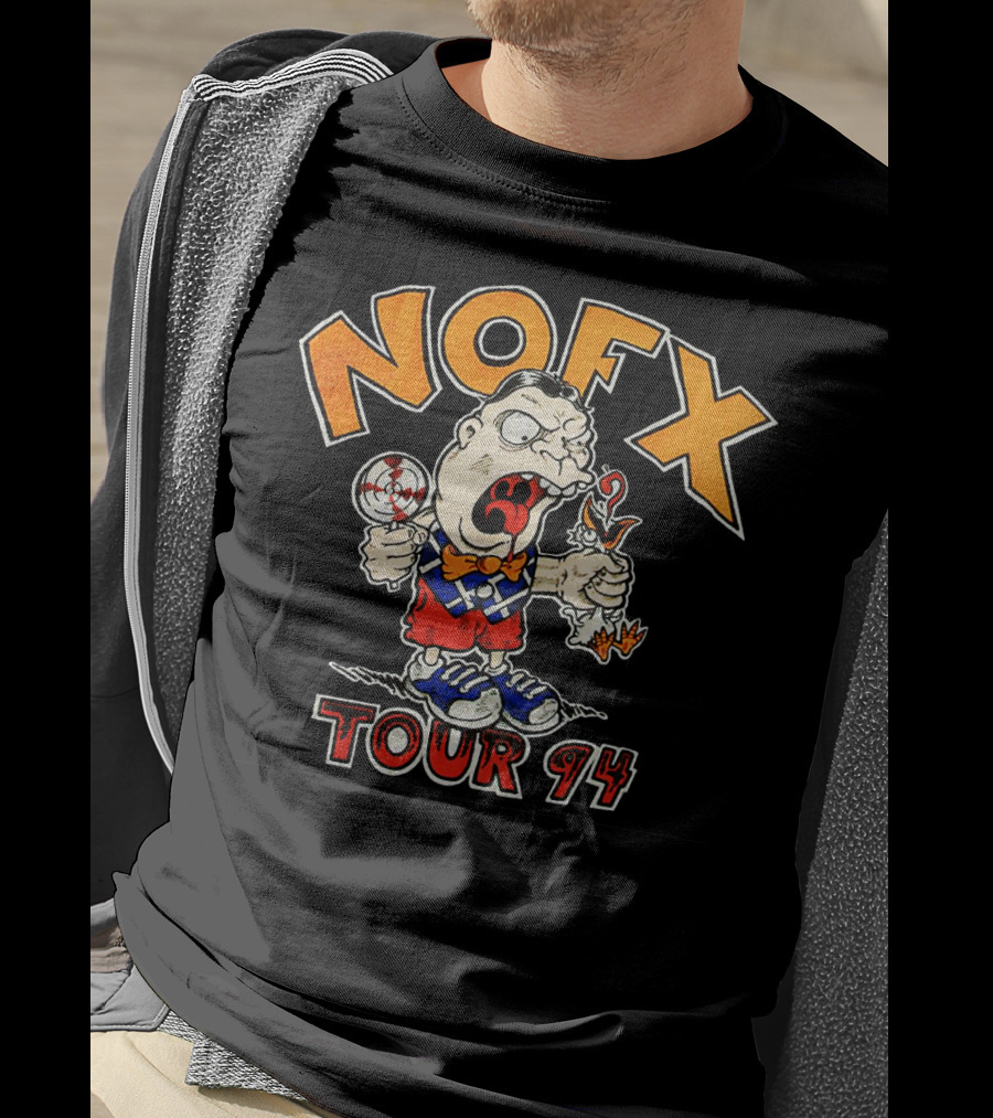 Nofx Tour 94 Cartoon Character With Slingshot And Roast Chicken T-Shirt