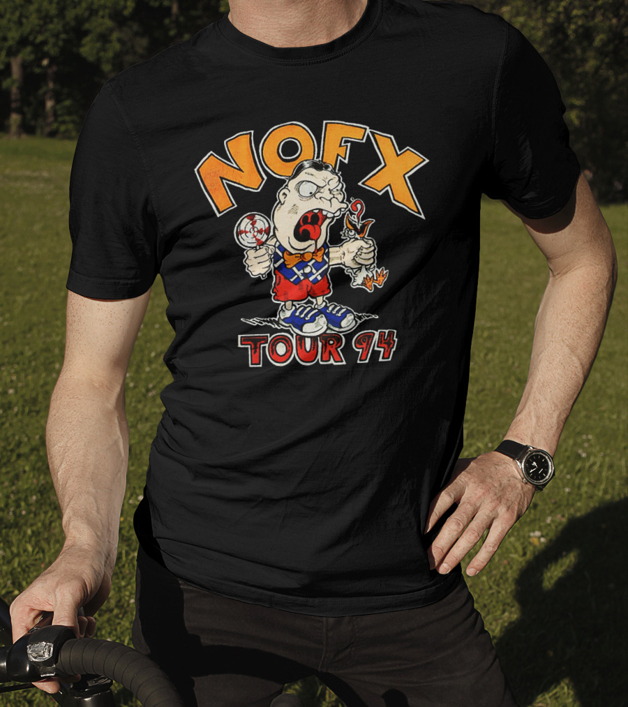 Nofx Tour 94 Cartoon Character With Slingshot And Roast Chicken T-Shirt