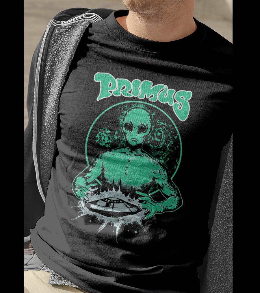 Primus Alien Holding Ufo With Cosmic T-Shirt