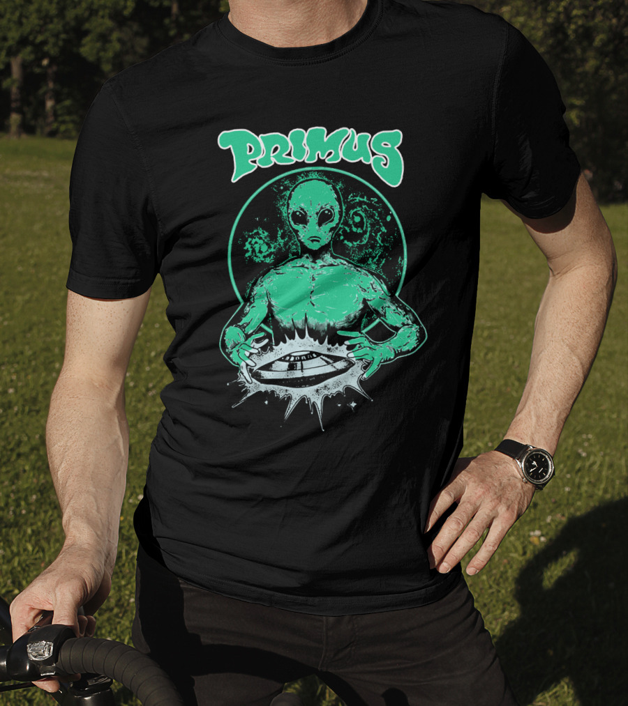 Primus Alien Holding Ufo With Cosmic T-Shirt