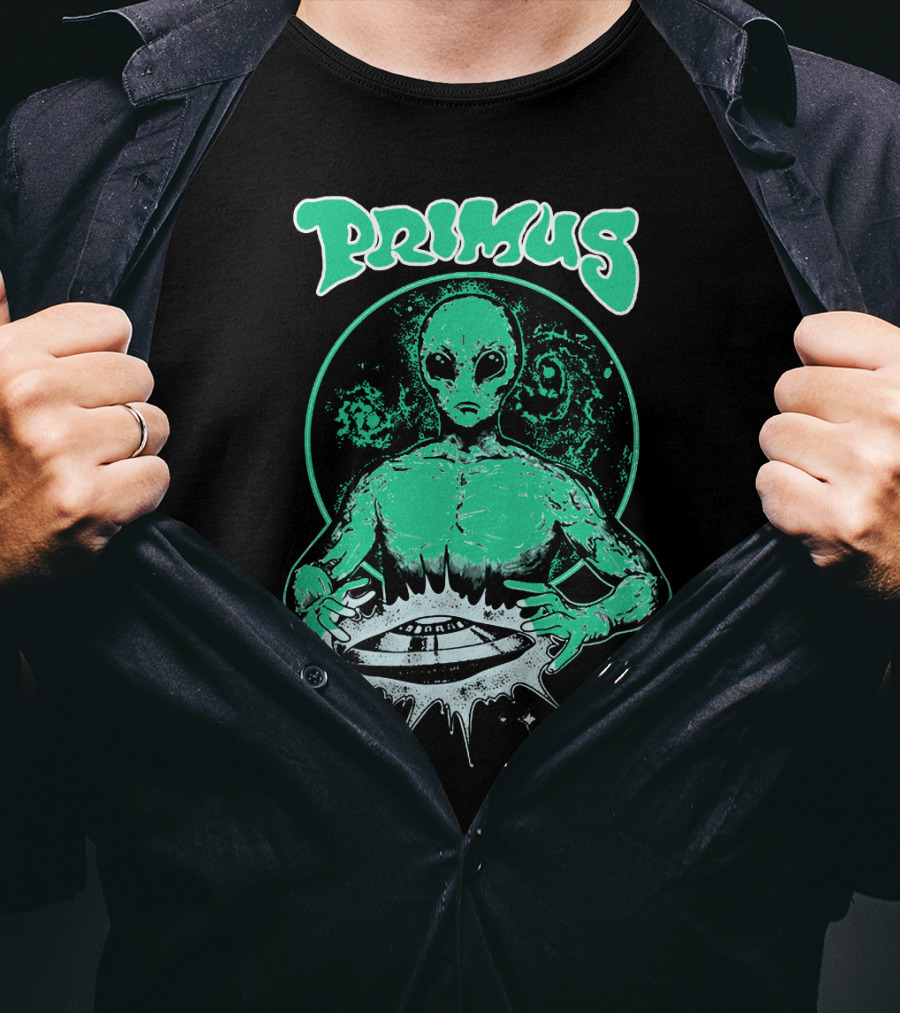 Primus Alien Holding Ufo With Cosmic T-Shirt