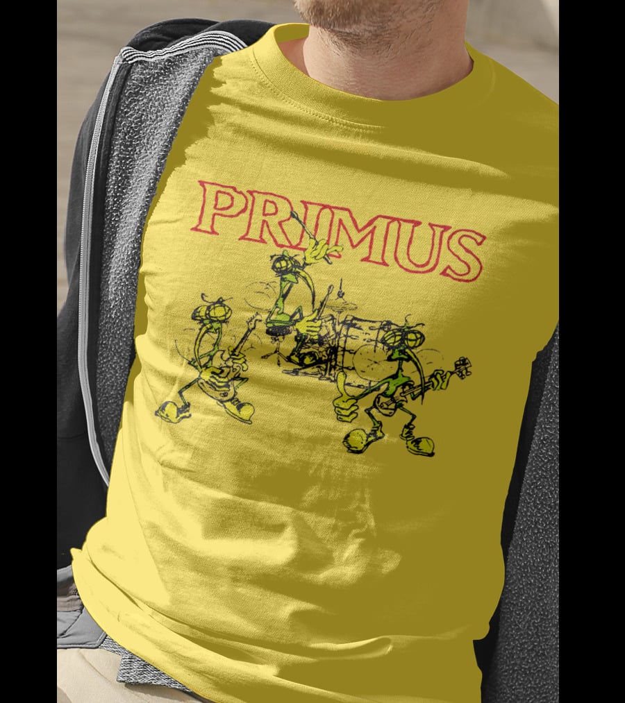 Primus Iconic Cartoon Figures With Red Title T-Shirt