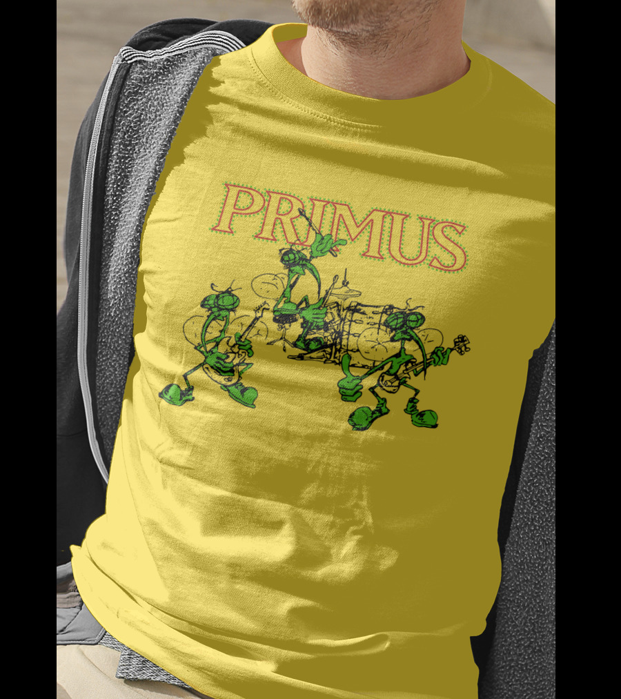Primus Band Alien Character Drumming And Guitar Playing Scene T-Shirt