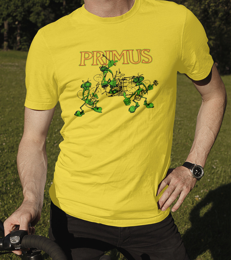 Primus Band Alien Character Drumming And Guitar Playing Scene T-Shirt