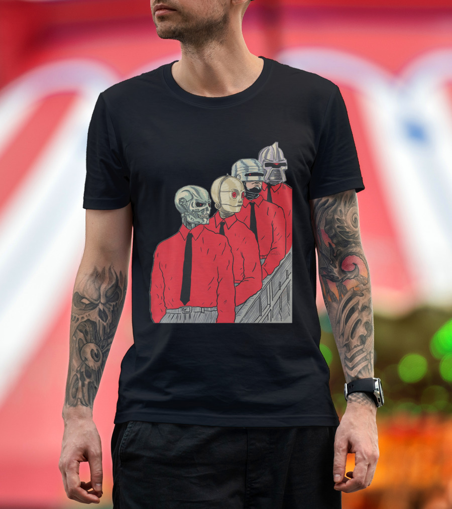 Robots In Red Shirts Black Ties T-Shirt