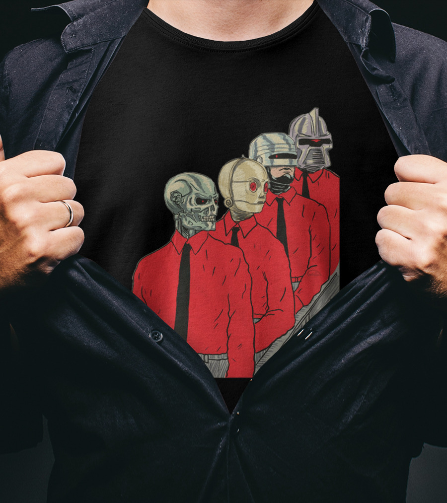 Robots In Red Shirts Black Ties T-Shirt
