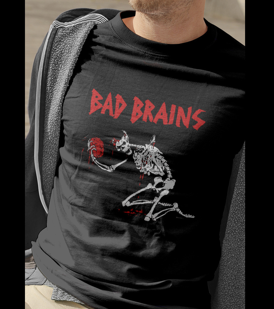 Bad Brains Skeleton Holding Brain T-Shirt