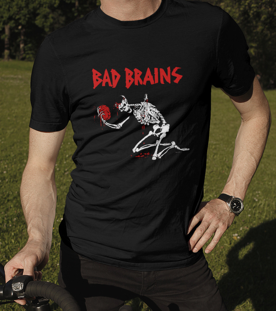 Bad Brains Skeleton Holding Brain T-Shirt