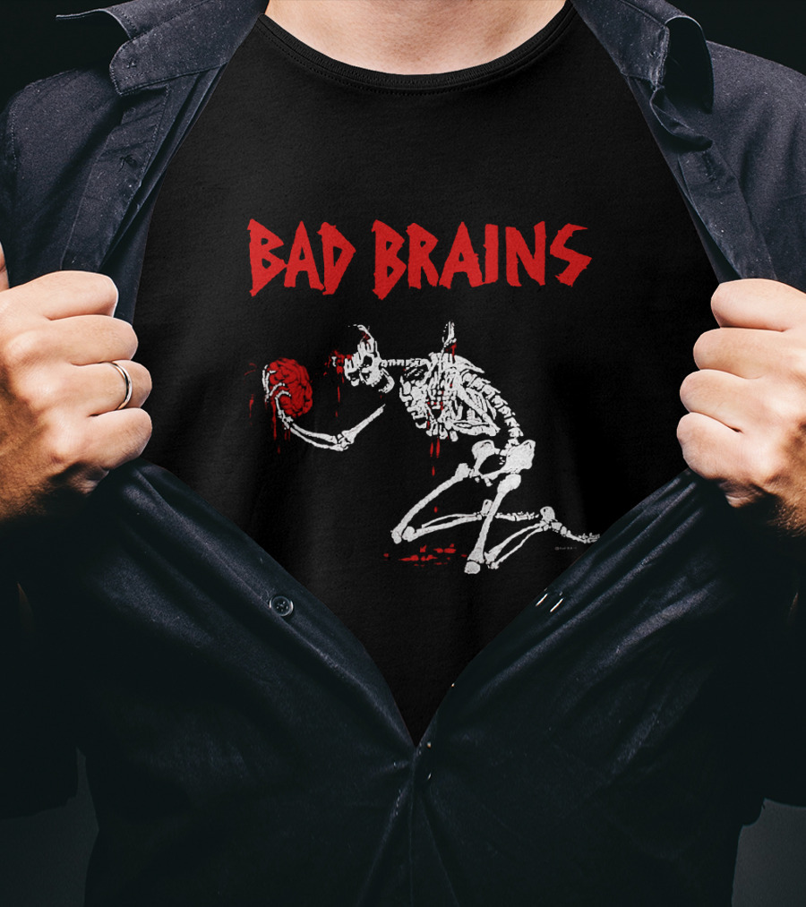 Bad Brains Skeleton Holding Brain T-Shirt