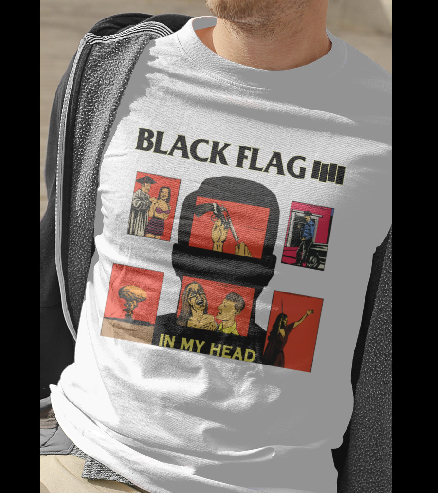 Black Flag In My Head Album Cover Artwork With Iconic Imagery And T-Shirt