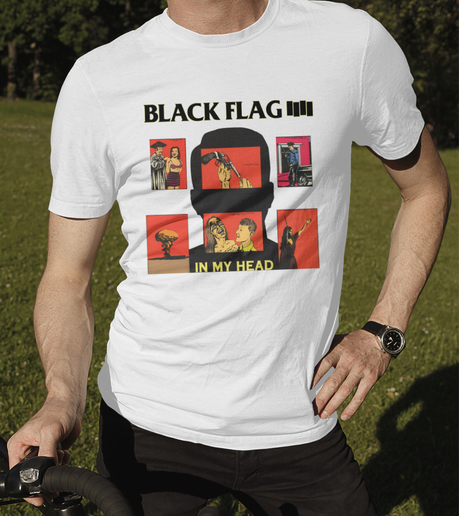 Black Flag In My Head Album Cover Artwork With Iconic Imagery And T-Shirt
