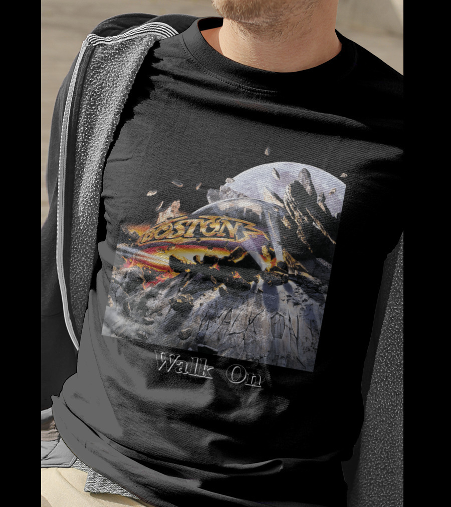 Boston Walk On Rock Explosion Moon Scene T-Shirt