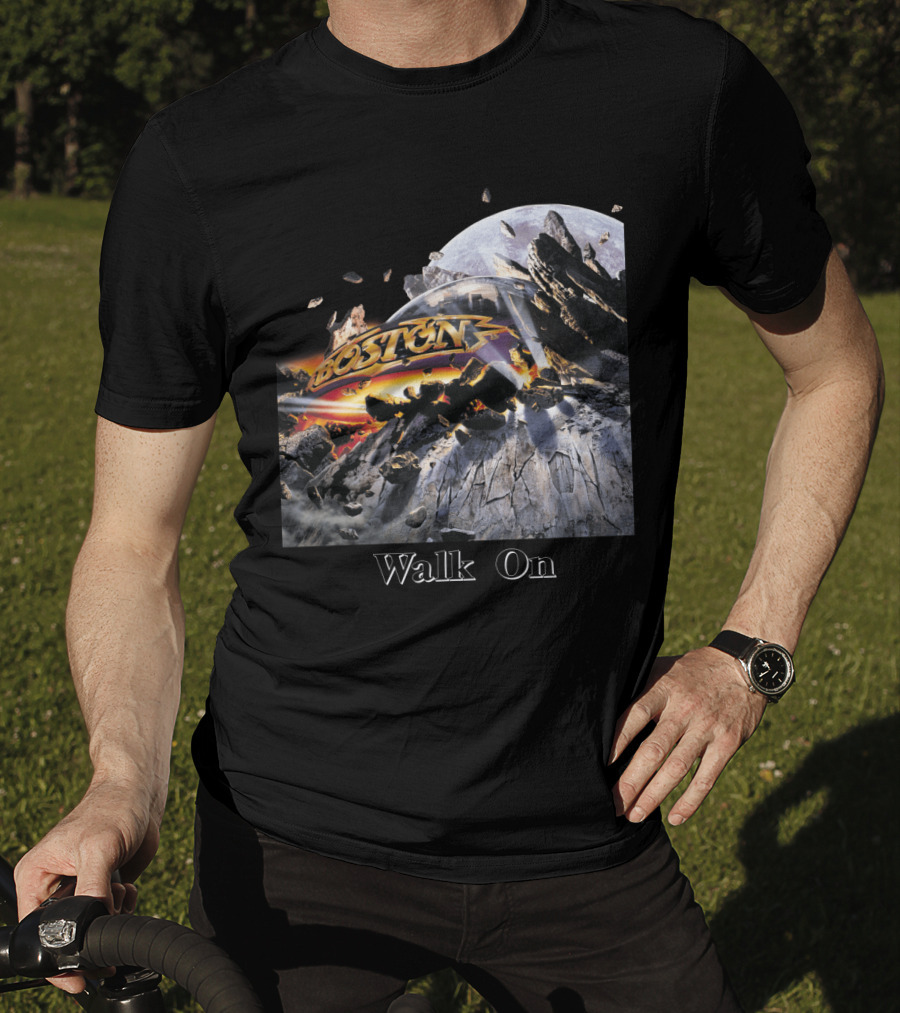 Boston Walk On Rock Explosion Moon Scene T-Shirt