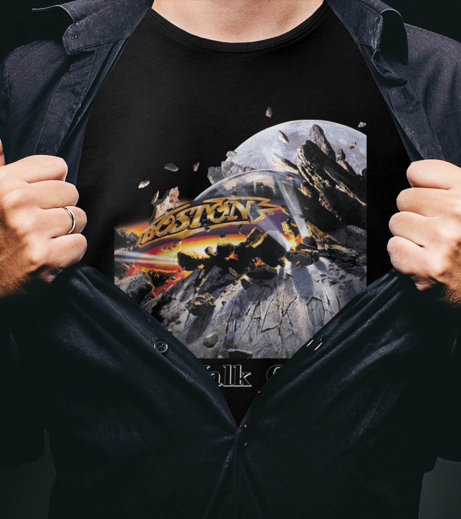 Boston Walk On Rock Explosion Moon Scene T-Shirt
