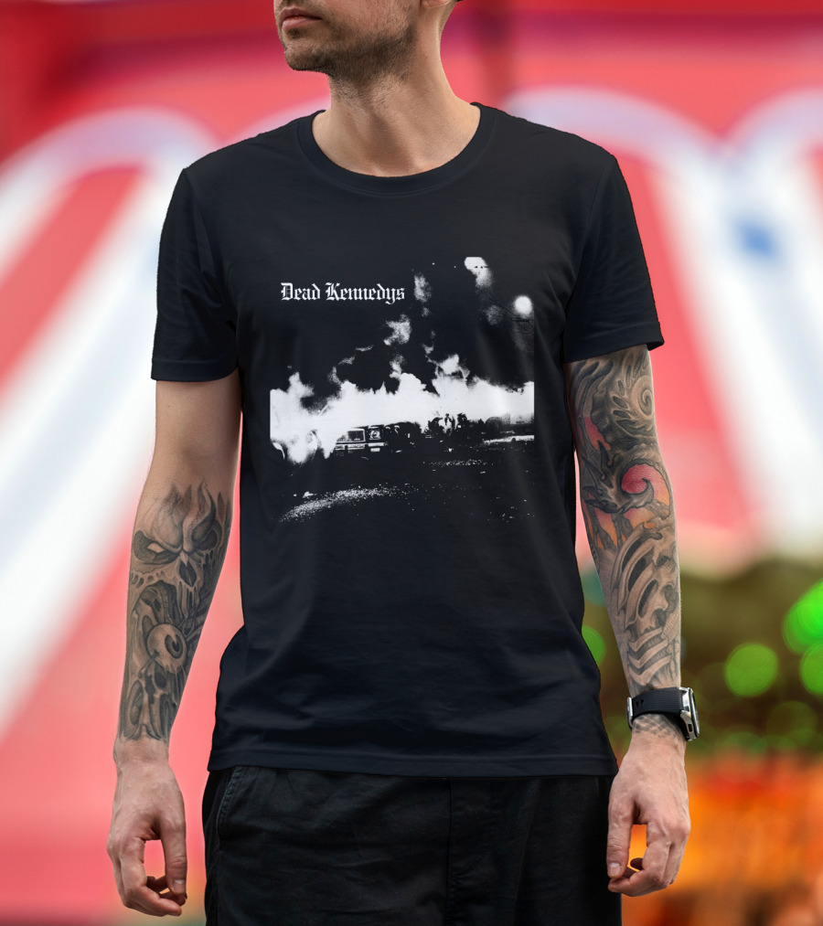Dead Kennedys Riots And Flames Black And White Scene T-Shirt
