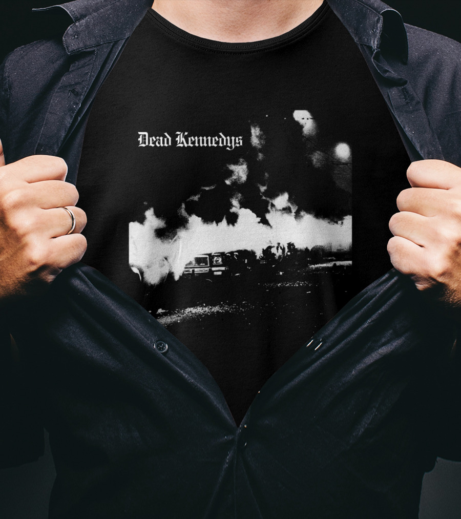 Dead Kennedys Riots And Flames Black And White Scene T-Shirt