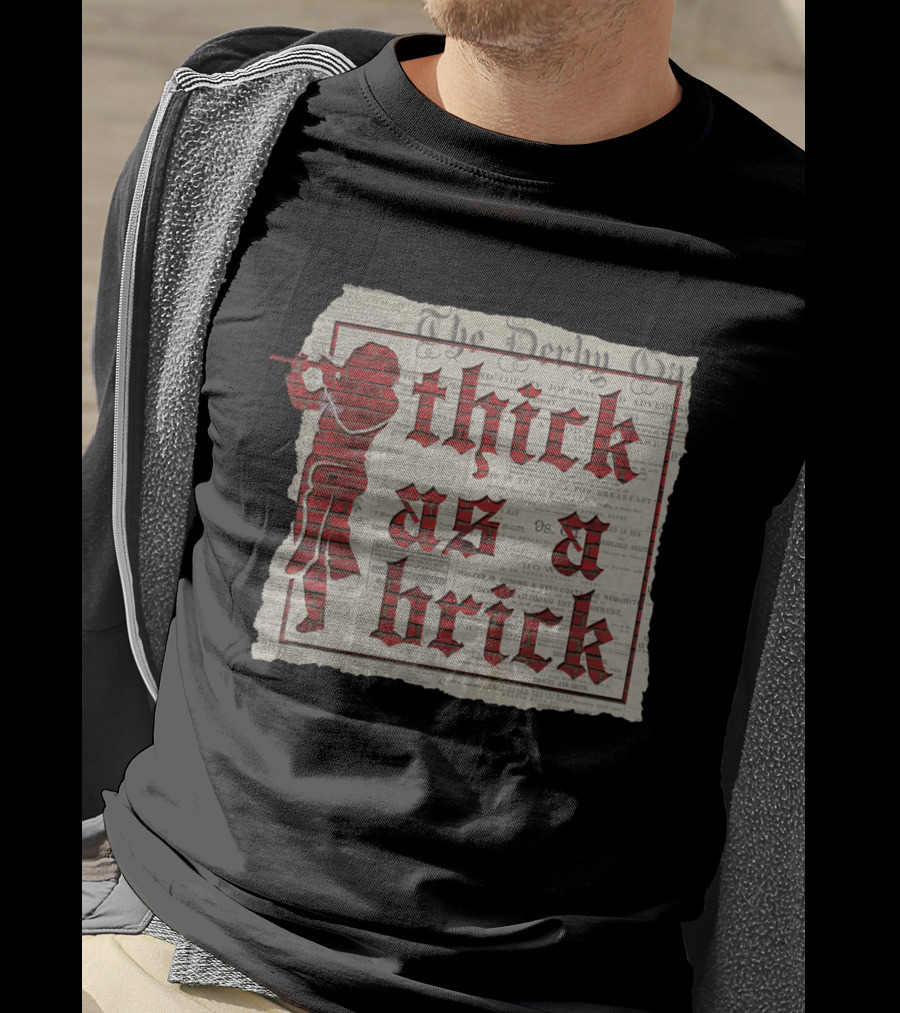Thick As A Brick Newspaper Design With Silhouette T-Shirt