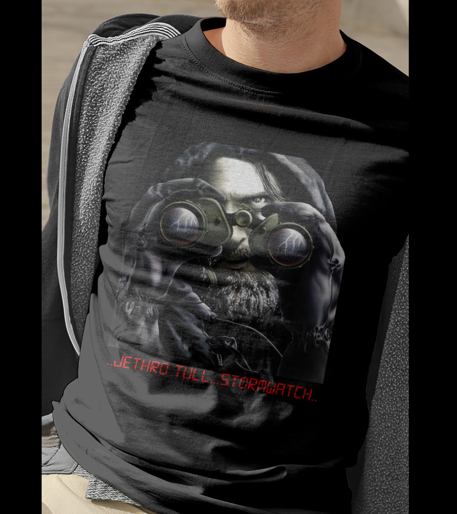 Jethro Tull Stormwatch Binoculars Hooded Figure And Lightning Reflections T-Shirt