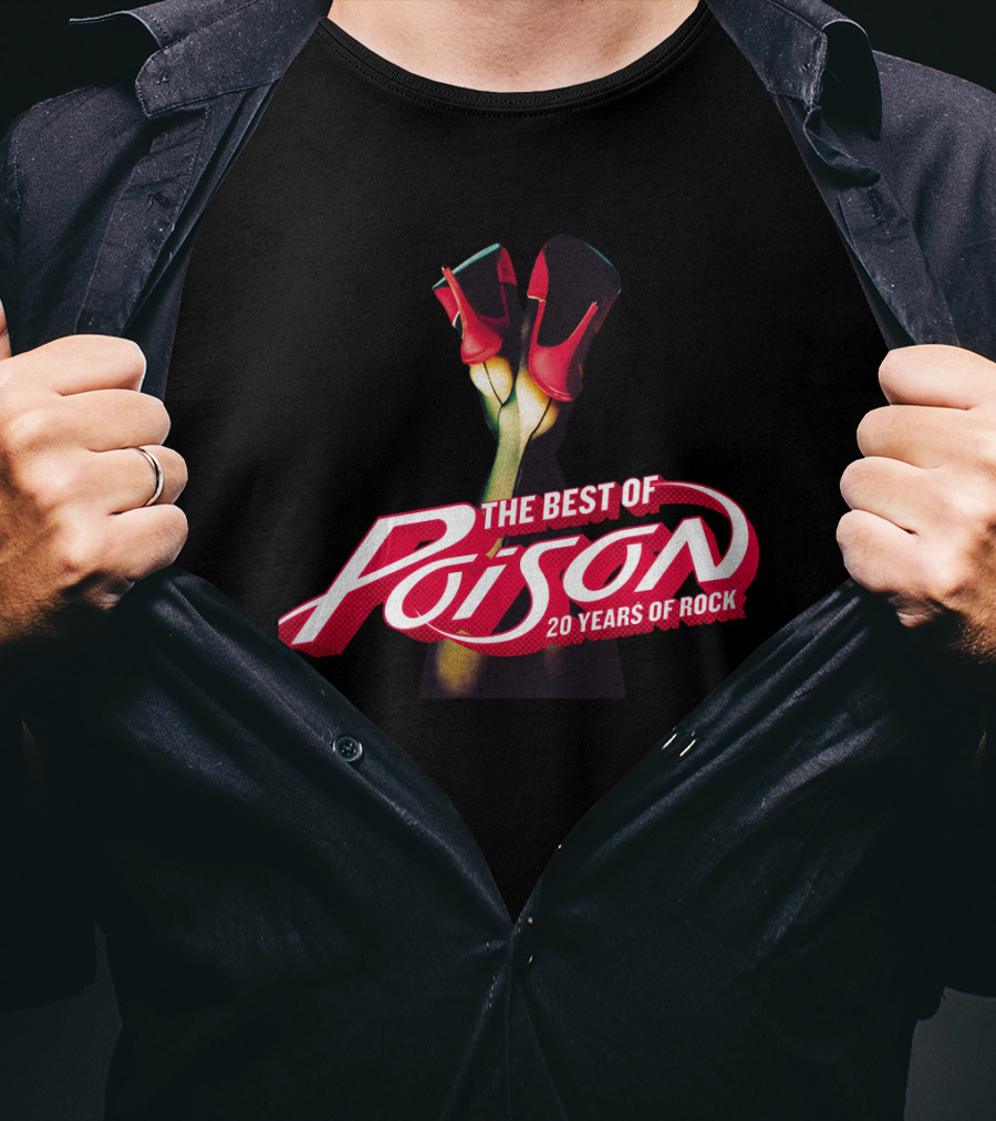 The Best Of Poison 20 Years Of Rock Red Heels On Black T-Shirt