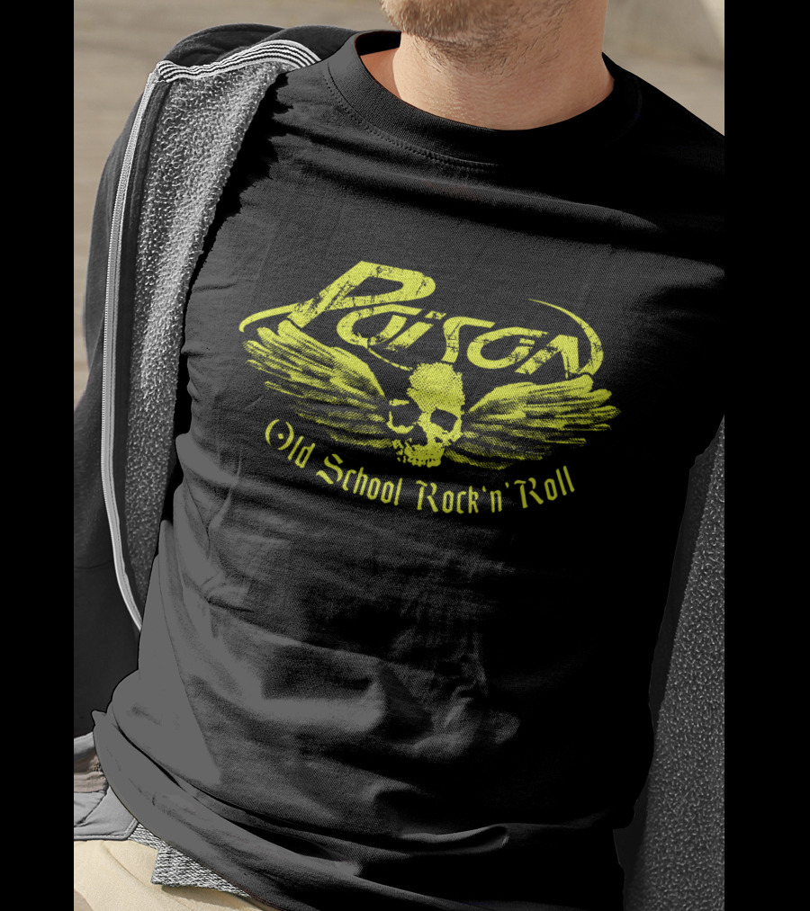 Poison Old School Rock 'N' Roll Skull With Wings T-Shirt