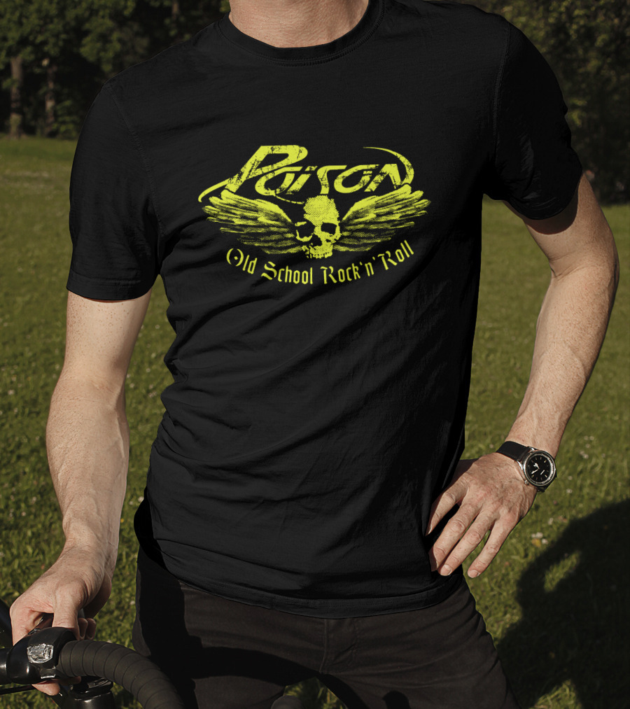 Poison Old School Rock 'N' Roll Skull With Wings T-Shirt