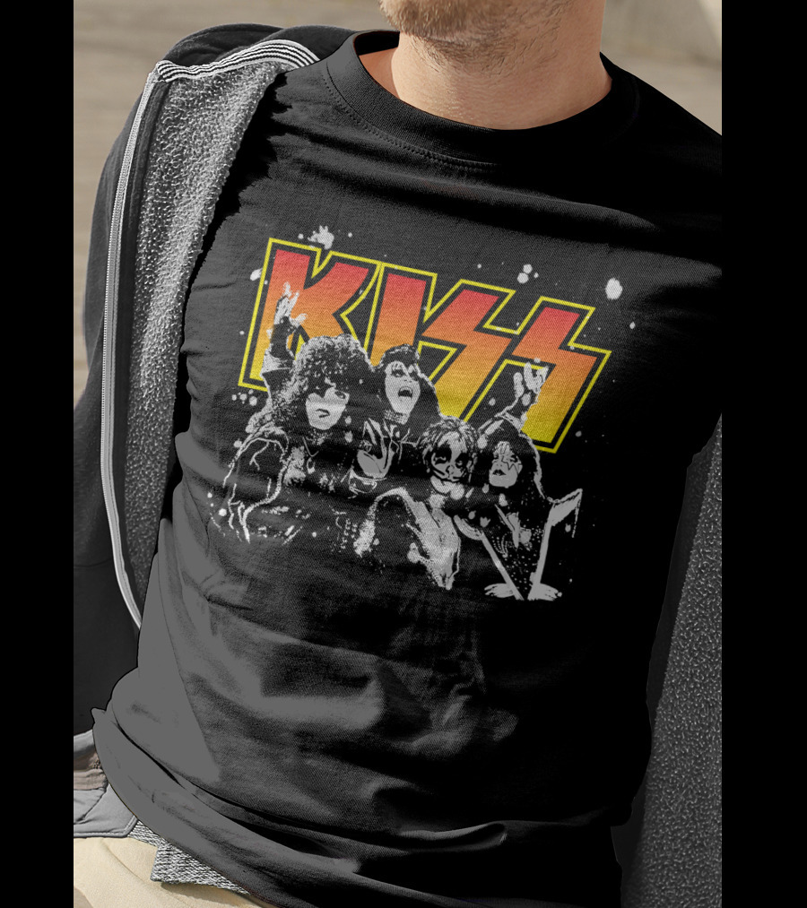 Kiss Band Black And White Group Photo T-Shirt