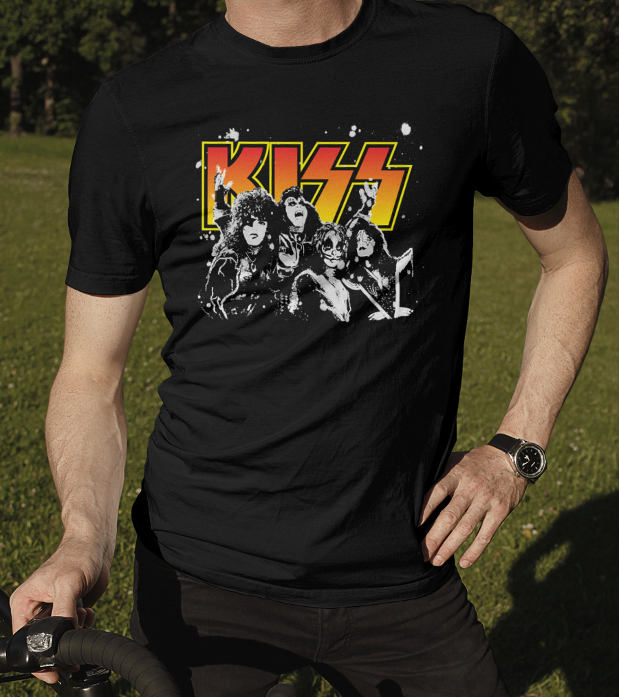 Kiss Band Black And White Group Photo T-Shirt