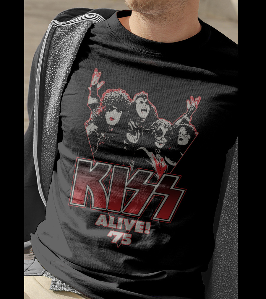 Kiss Alive 75 Concert Tour Poster Iconic Band Members T-Shirt