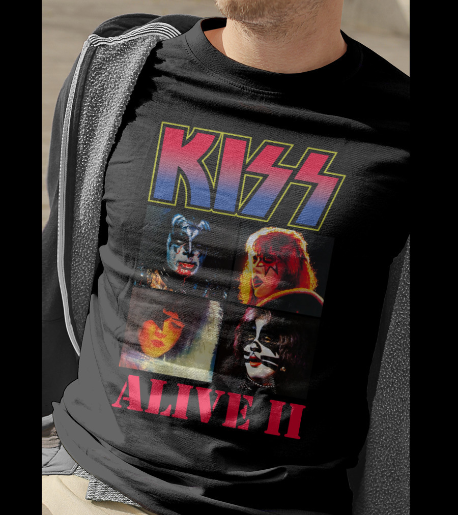 Kiss Alive Ii Classic Band Members Photo Collage T-Shirt