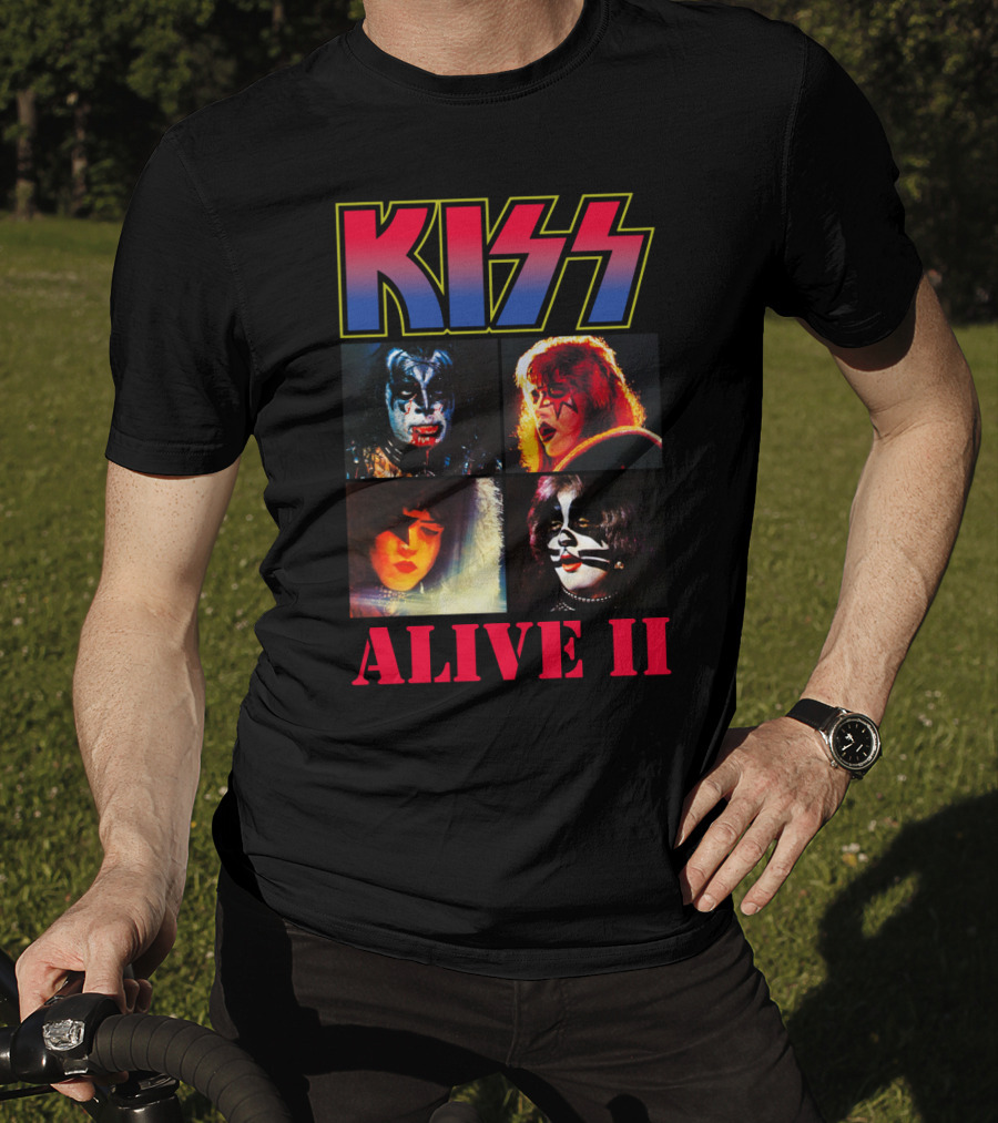 Kiss Alive Ii Classic Band Members Photo Collage T-Shirt