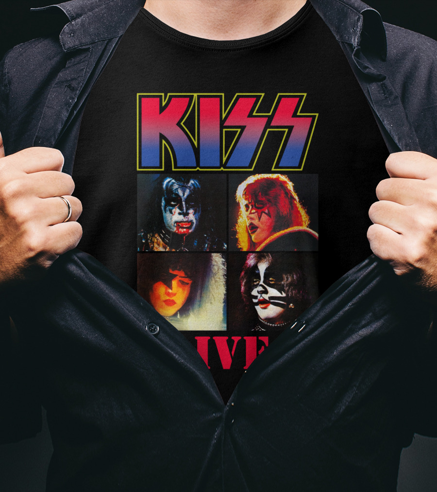 Kiss Alive Ii Classic Band Members Photo Collage T-Shirt
