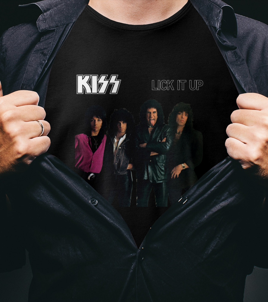 Kiss Lick It Up Album Cover Vintage 80S Rock Band T-Shirt