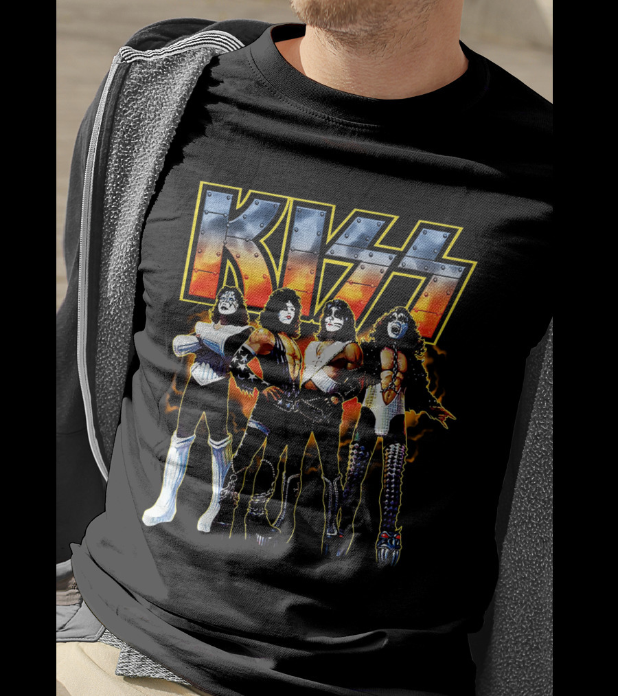 Kiss Band Members In Iconic Rock Style T-Shirt