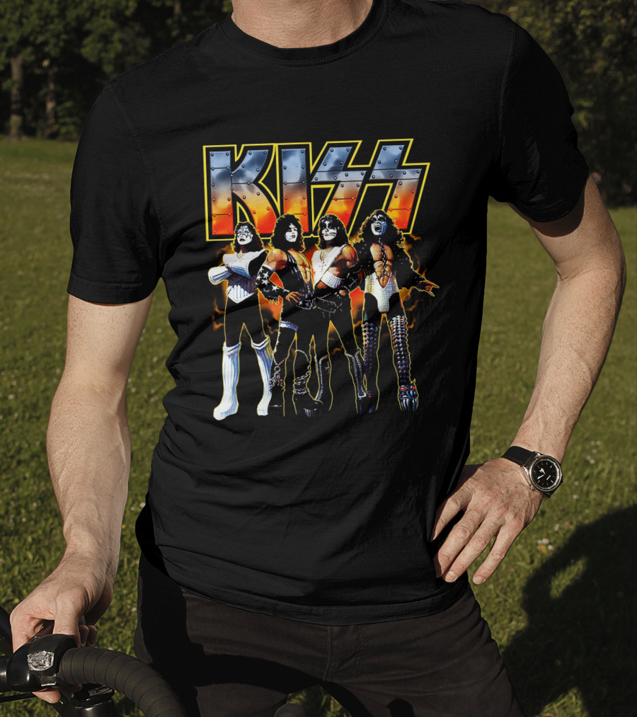Kiss Band Members In Iconic Rock Style T-Shirt