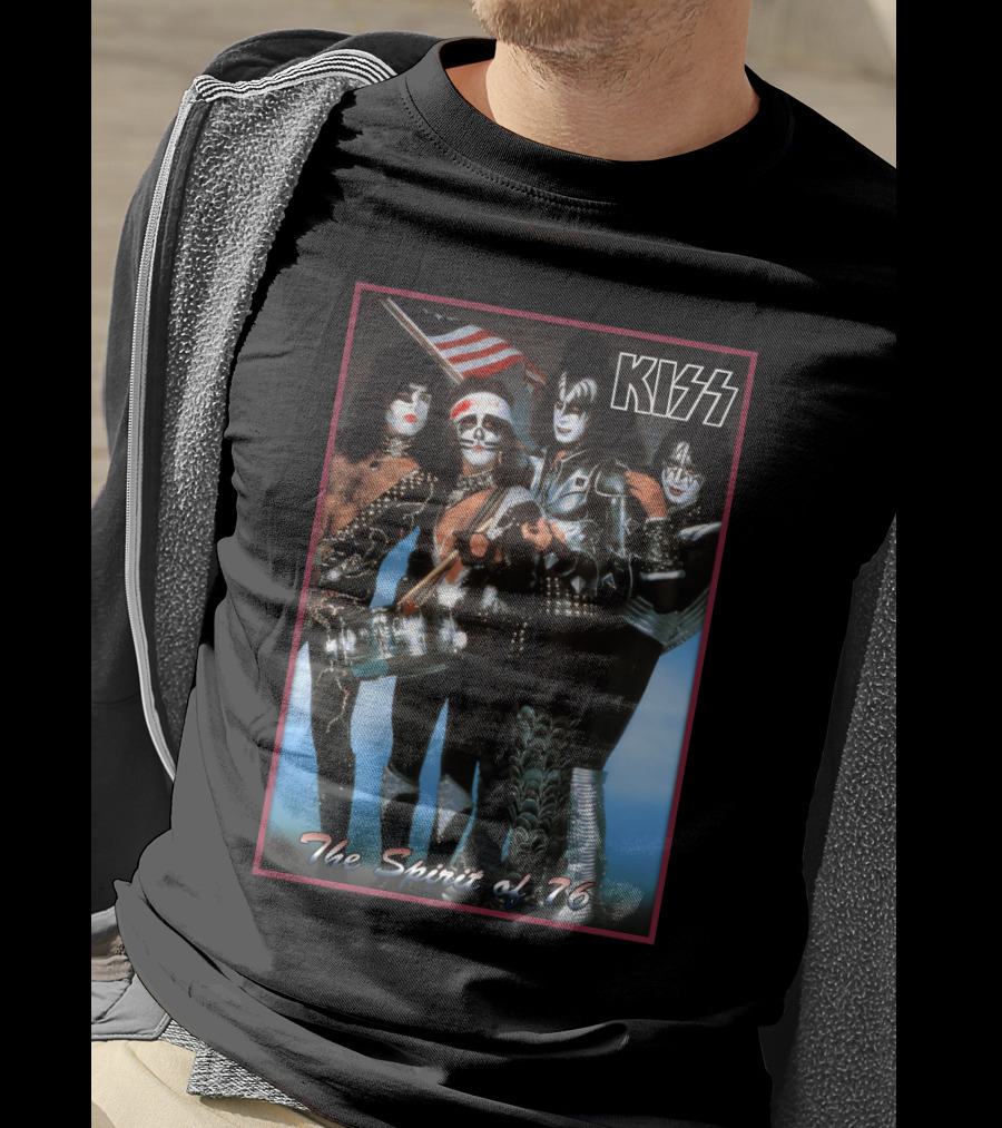 Kiss The Spirit Of '76 Band Portrait Poster With American Flag T-Shirt
