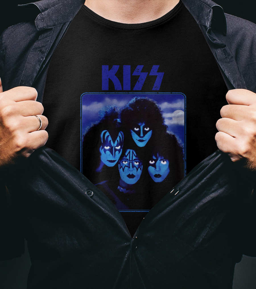 Kiss Band Portrait In Blue T-Shirt