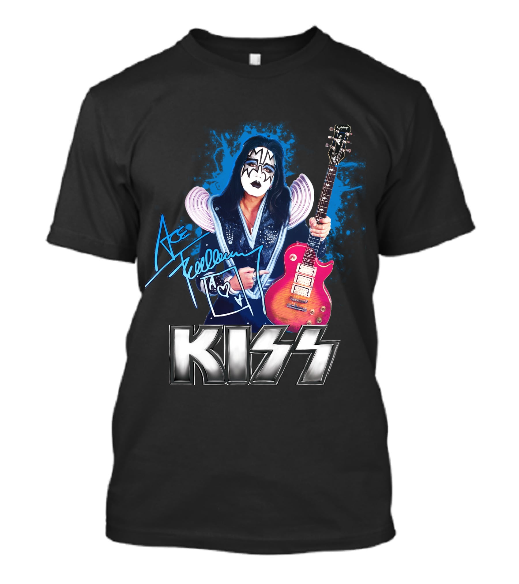 Kiss Ace Frehley Signature Graphic Guitar Art T-Shirt