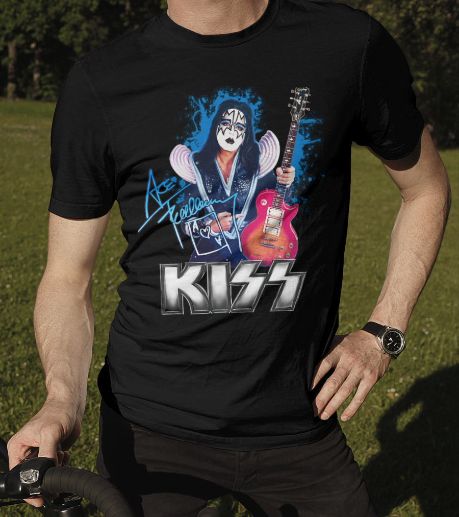 Kiss Ace Frehley Signature Graphic Guitar Art T-Shirt